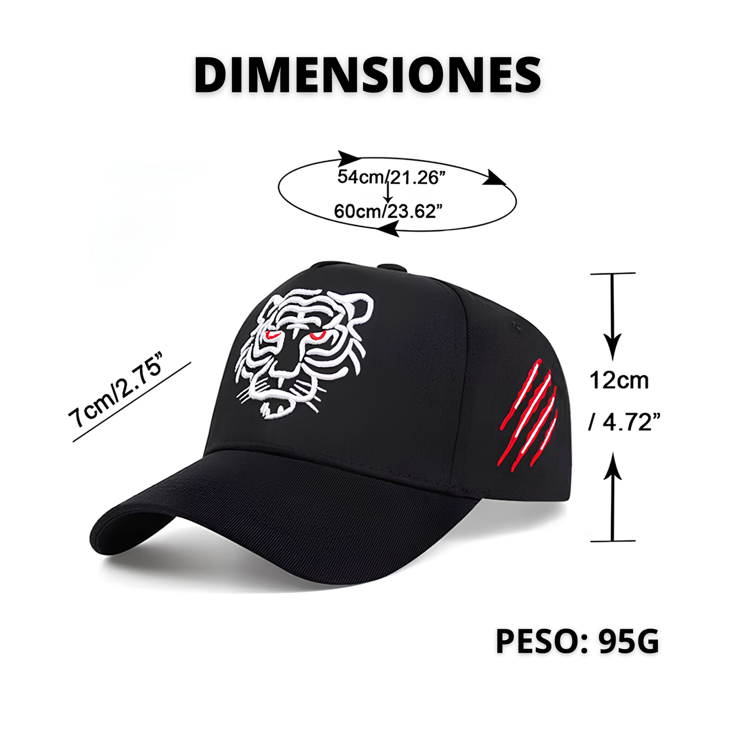 Gorra con bordado de tigre